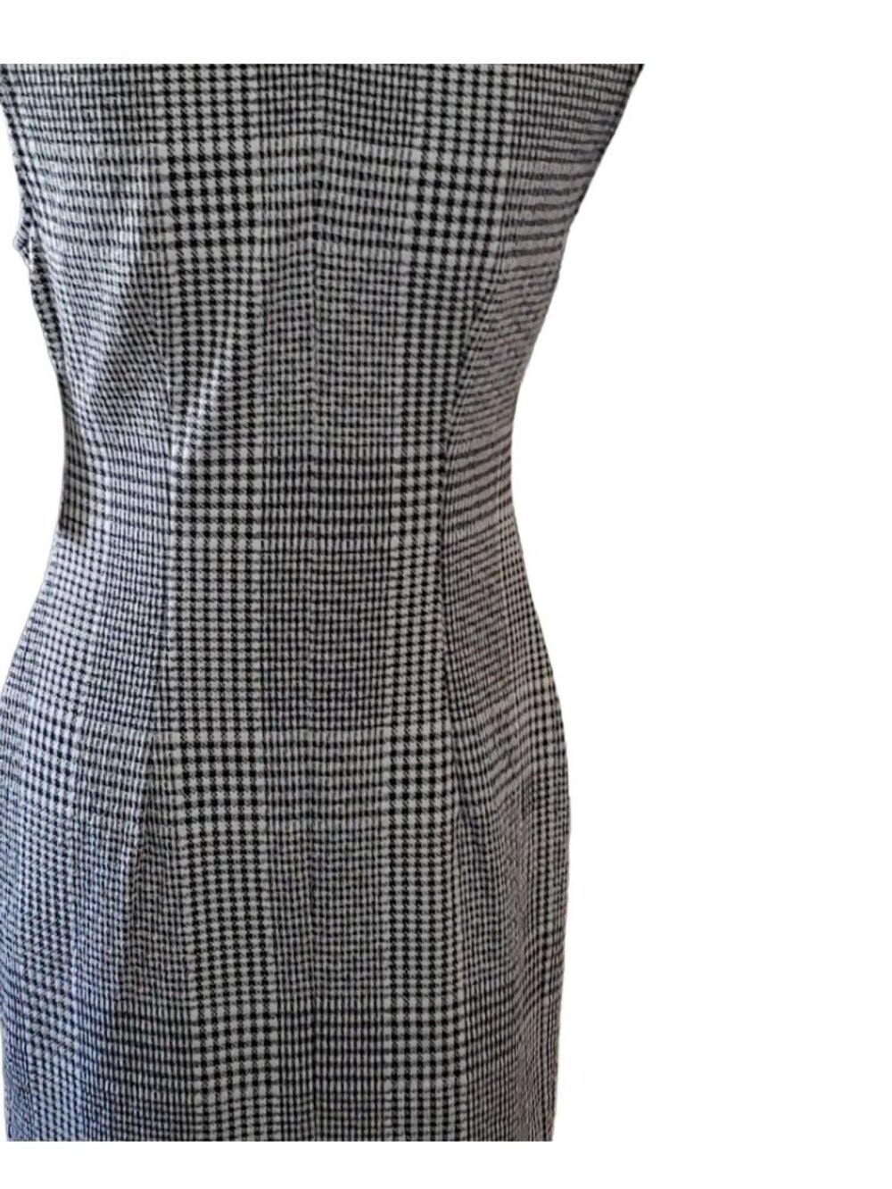 Sharagano Houndstooth Tweed Classic Shift Dress Sleeveless - Picture 5 of 8